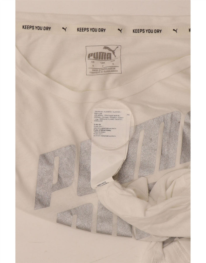 Puma Camiseta Feminina Oversized Graphic Top UK 10 Pequeno Algodão Branco