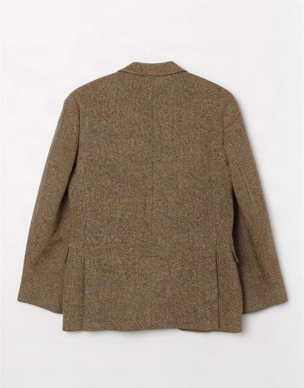 Jaqueta blazer masculina de 2 botões Harris Tweed Reino Unido 36 pequena lã cáqui