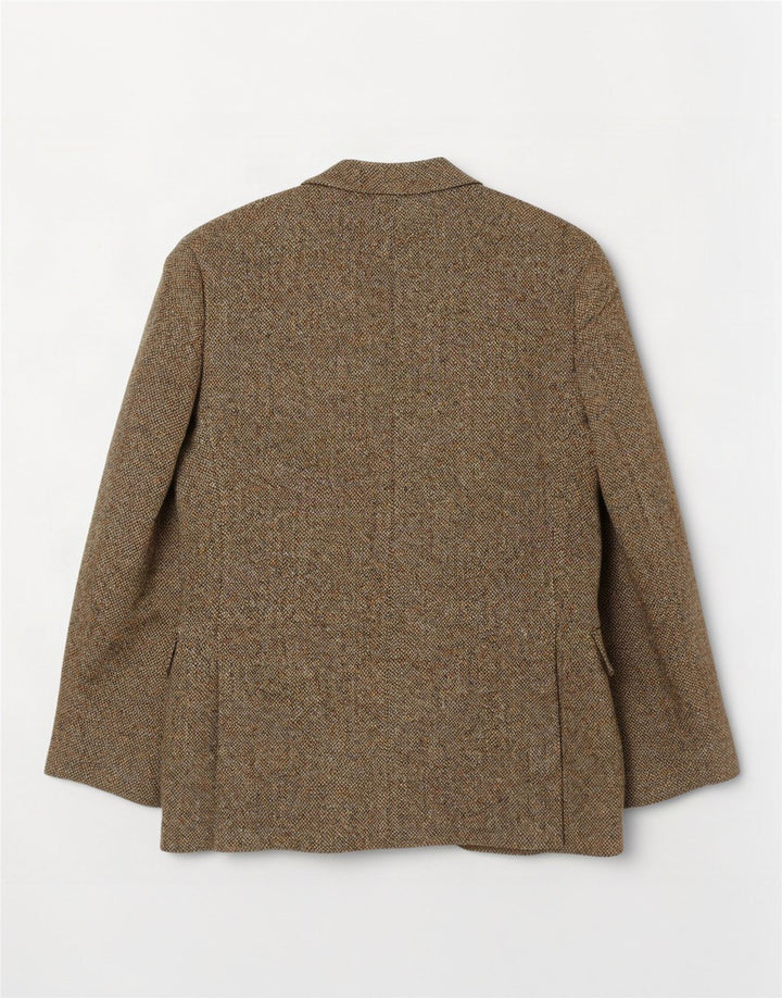 Jaqueta blazer masculina de 2 botões Harris Tweed Reino Unido 36 pequena lã cáqui