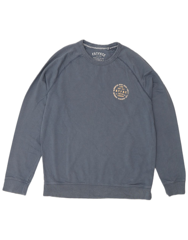 Fat Face Mens Gráfico Moletom Jumper Grande Algodão Azul