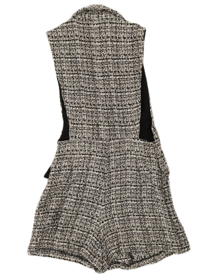 Macacão feminino sem mangas Zara UK 6 XS poliéster xadrez cinza