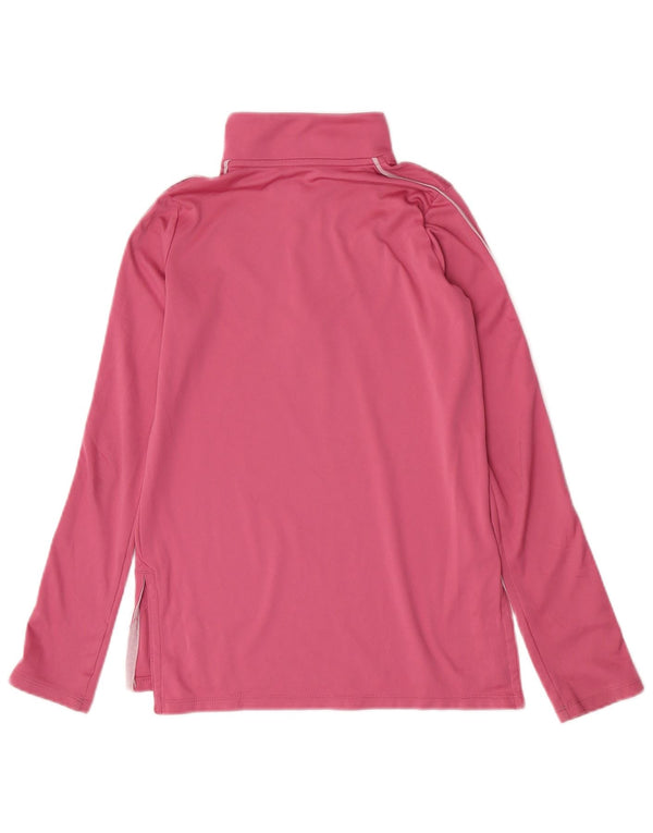 Under Armour Girls Zip Neck Top Manga Longa 9-10 Anos Médio Rosa Esportes