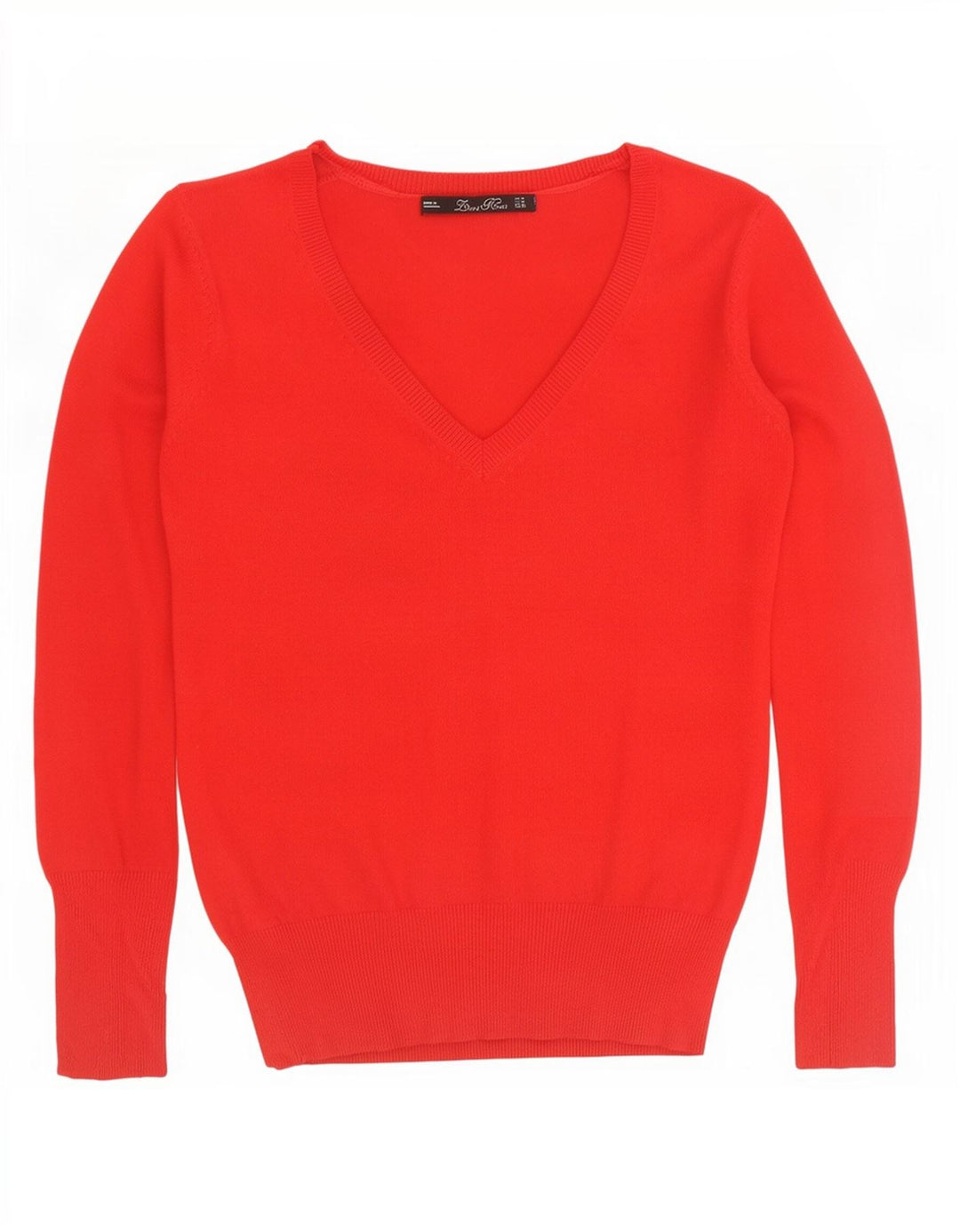 Suéter feminino Zara com decote em V UK 12 vermelho médio