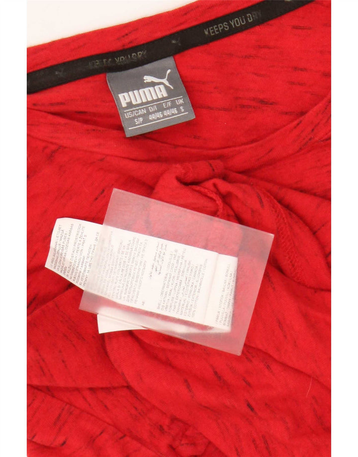Camiseta masculina Puma pequena de algodão manchado vermelho