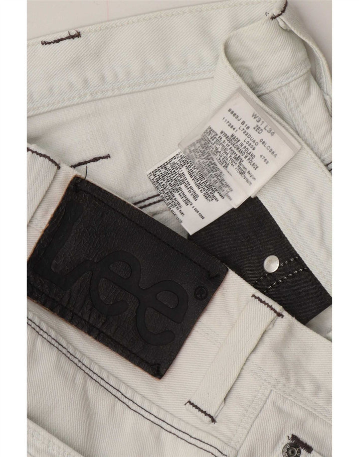 Lee Womens Zed Straight Jeans W31 L30 Algodão Branco