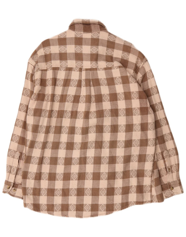 Camisa masculina de flanela Tom Tailor XL marrom xadrez algodão