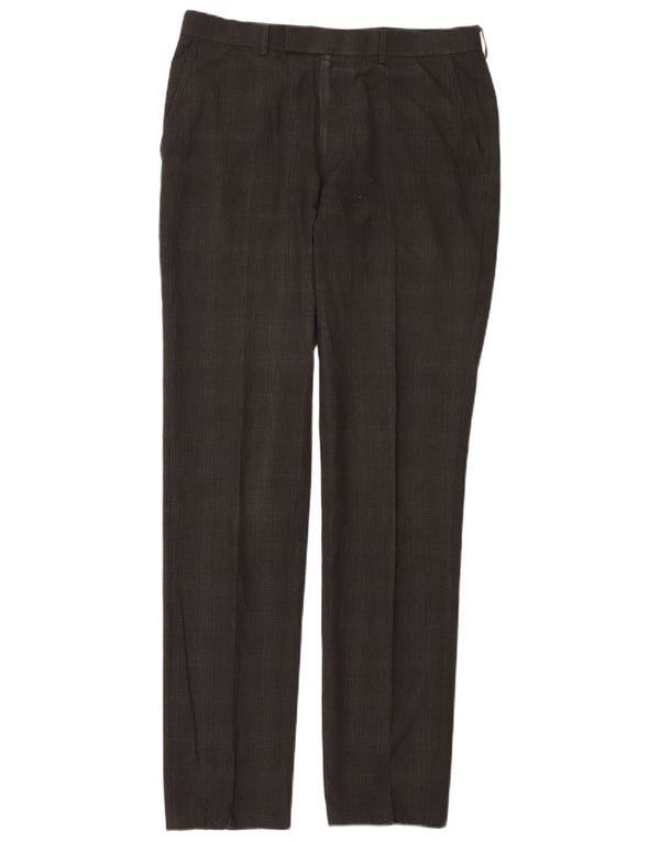 Calça masculina Marks & Spencer Super Slim Fit W32 L33 cinza xadrez