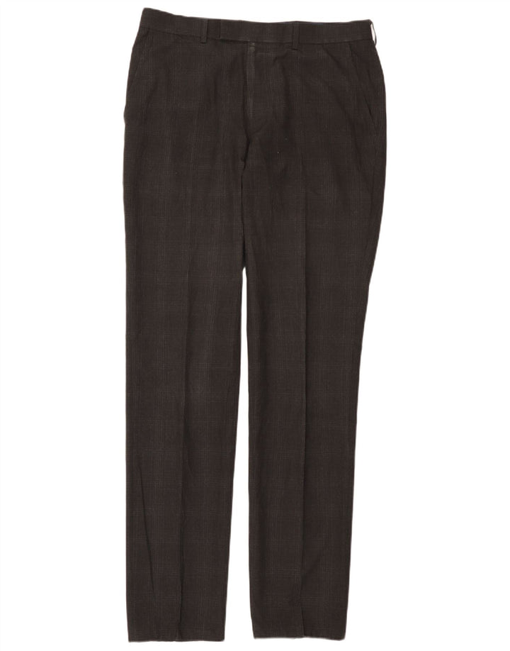 Calça masculina Marks & Spencer Super Slim Fit W32 L33 cinza xadrez