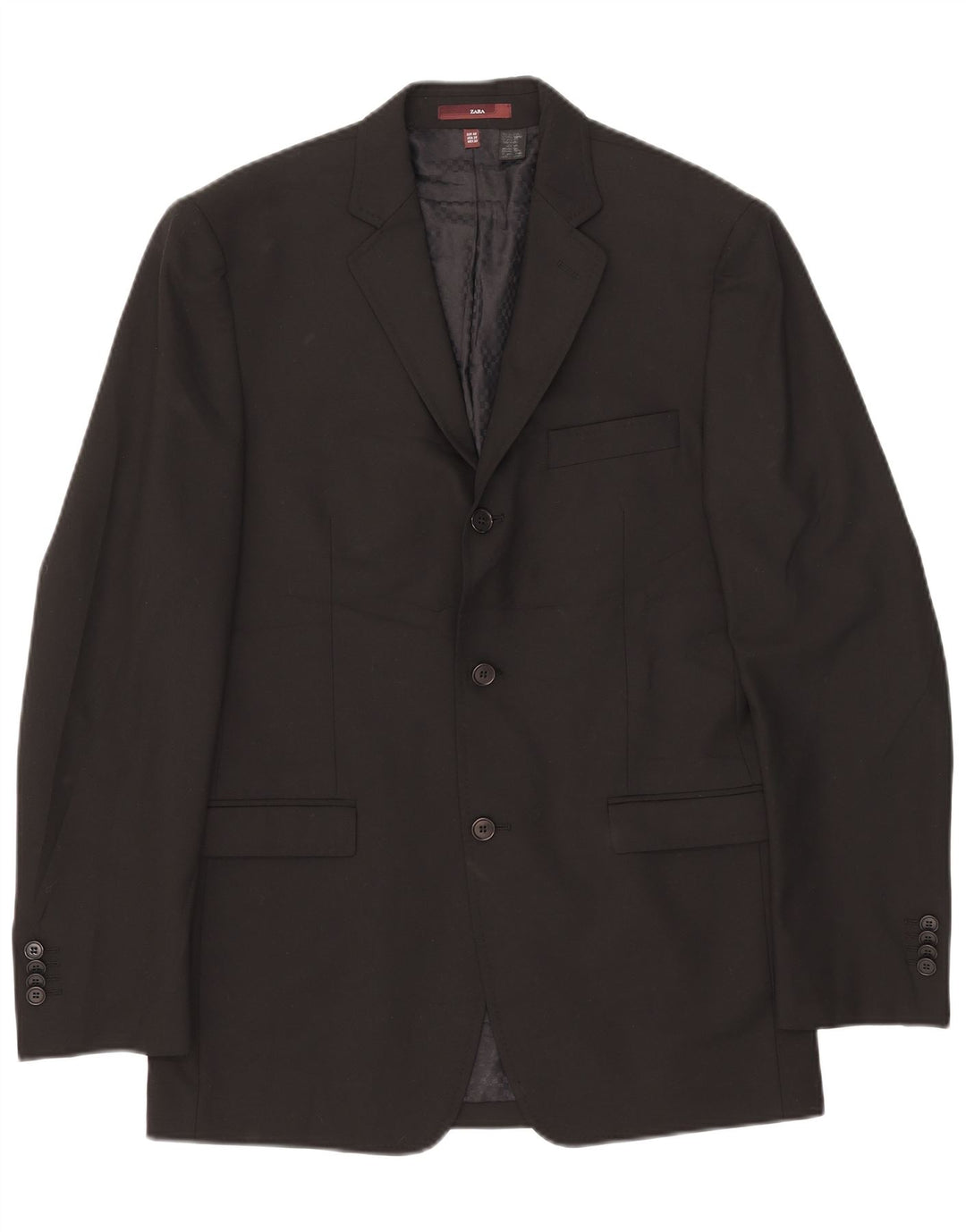 Jaqueta blazer masculina Zara com 3 botões EU 48 poliéster preto médio