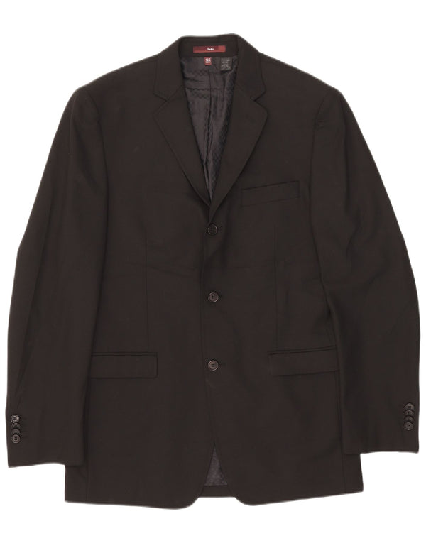 Jaqueta blazer masculina Zara com 3 botões EU 48 poliéster preto médio