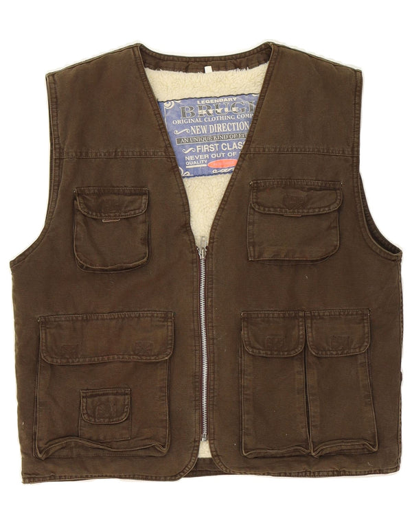 Colete utilitário masculino BRUGI Sherpa UK 38 algodão marrom médio