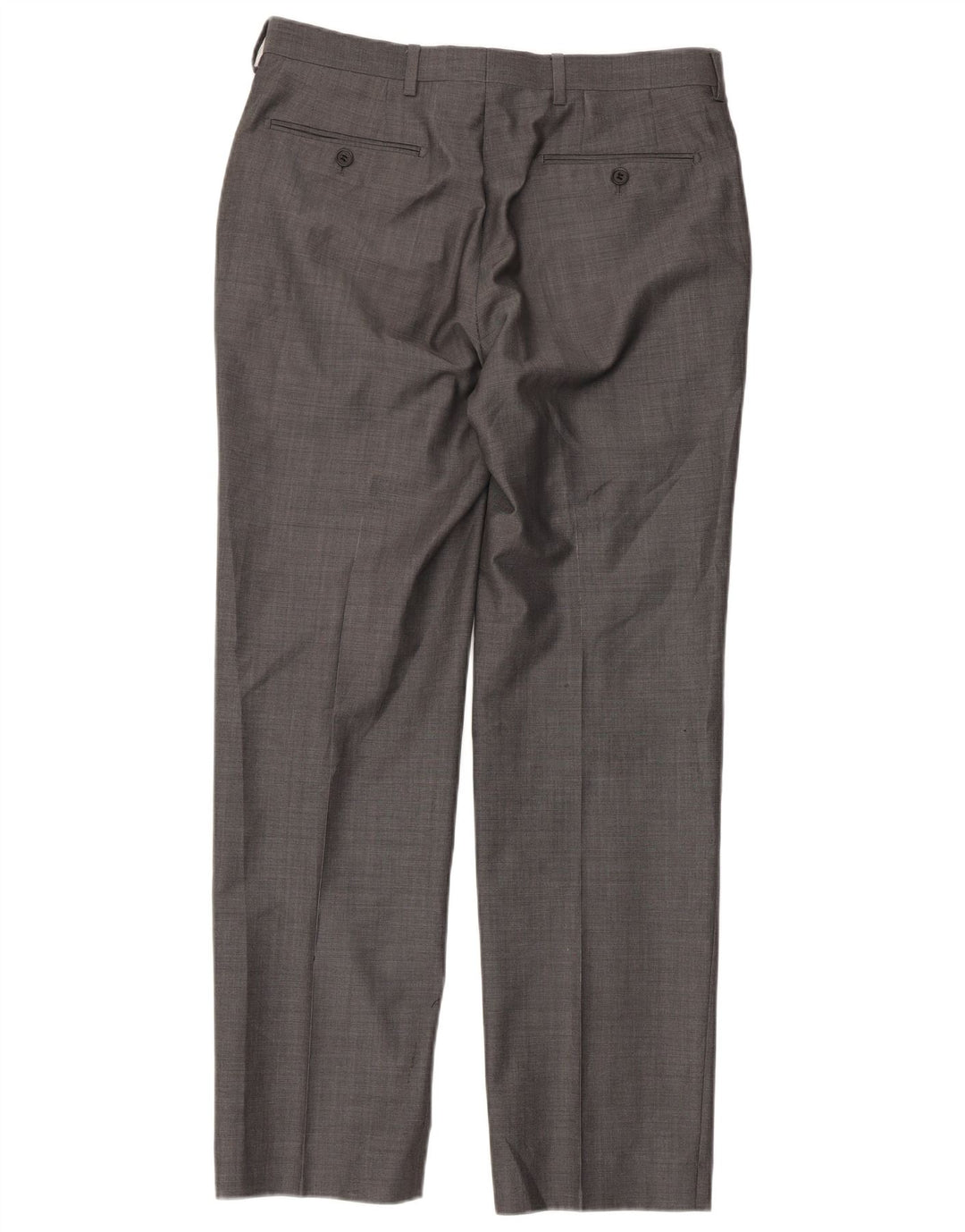 Calça masculina de terno reto Marks & Spencer W32 L31 lã cinza