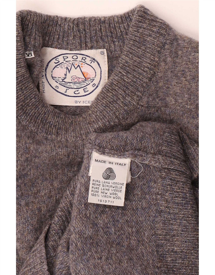 Suéter masculino Iceberg com gola redonda, lã virgem cinza médio