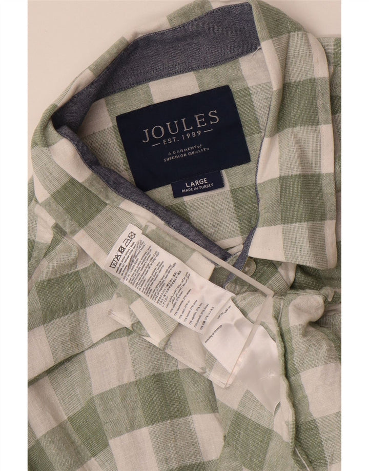 JOULES Camisa masculina de manga curta grande algodão xadrez verde