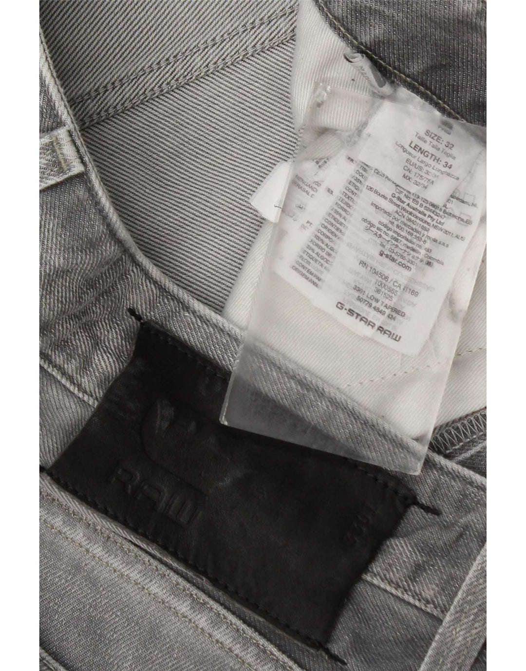 Jeans Slim Masculino G-Star W32 L34 Algodão Cinza