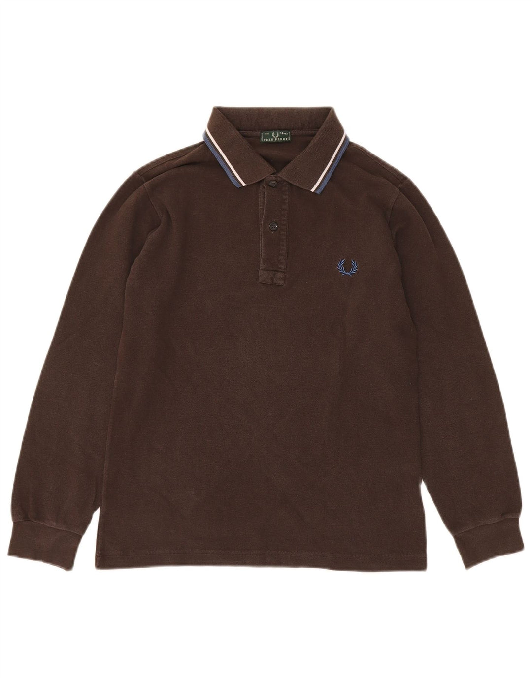 FRED PERRY Camisa polo masculina de manga comprida 13-14 anos algodão marrom
