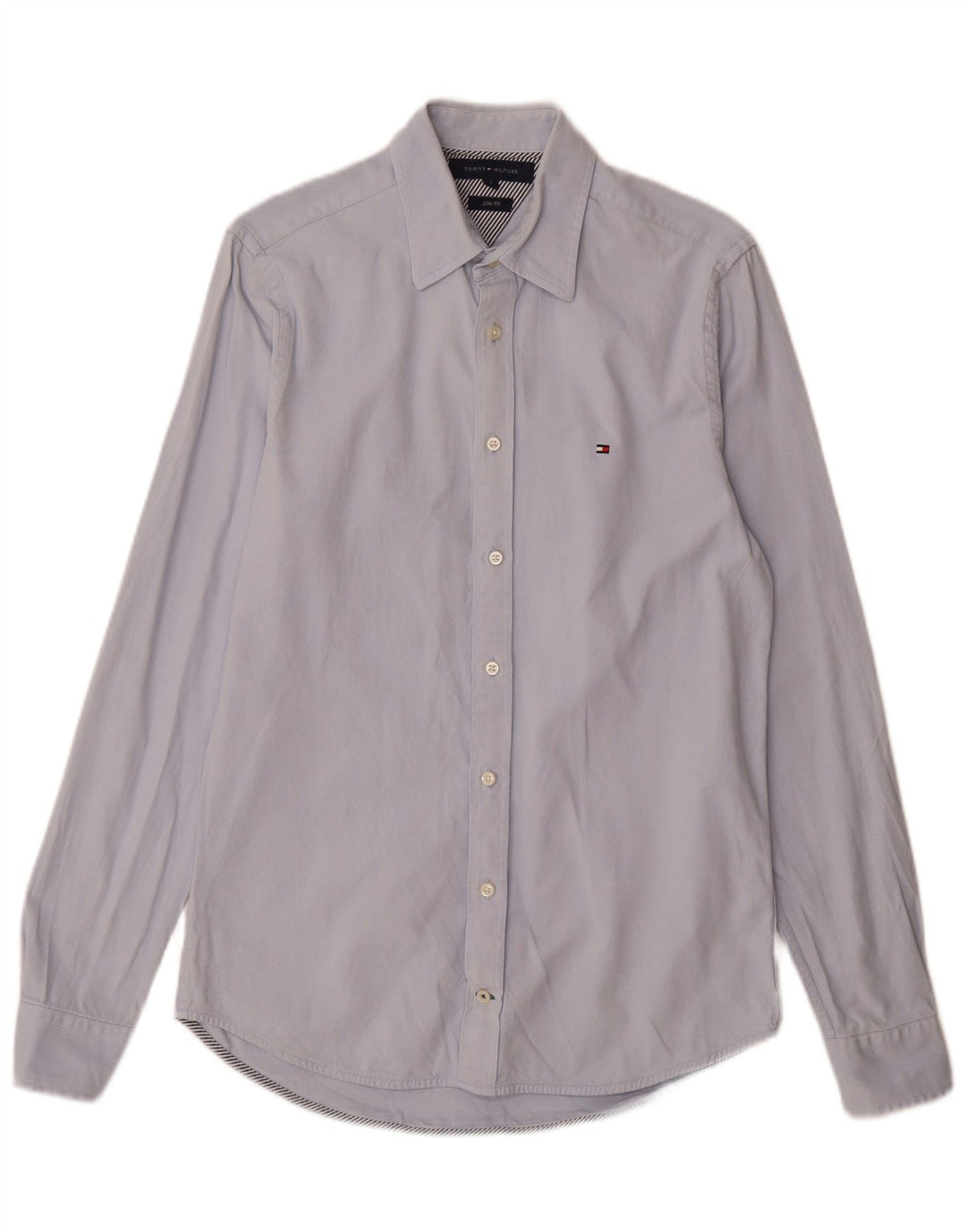 Camisa masculina Tommy Hilfiger Slim Fit pequena azul algodão