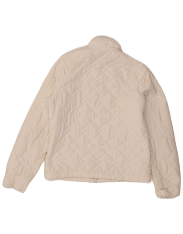 Jaqueta acolchoada feminina Adidas UK 14 poliéster branco médio