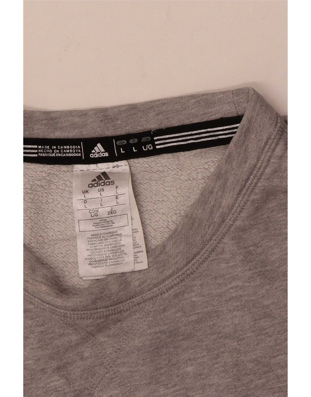 Adidas Mens Graphic Moletom Jumper Grande Algodão Cinza