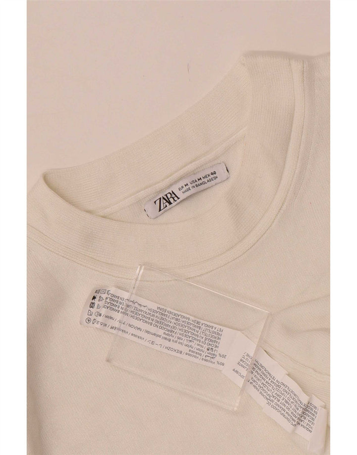 Zara Suéter masculino com gola redonda, viscose branca média
