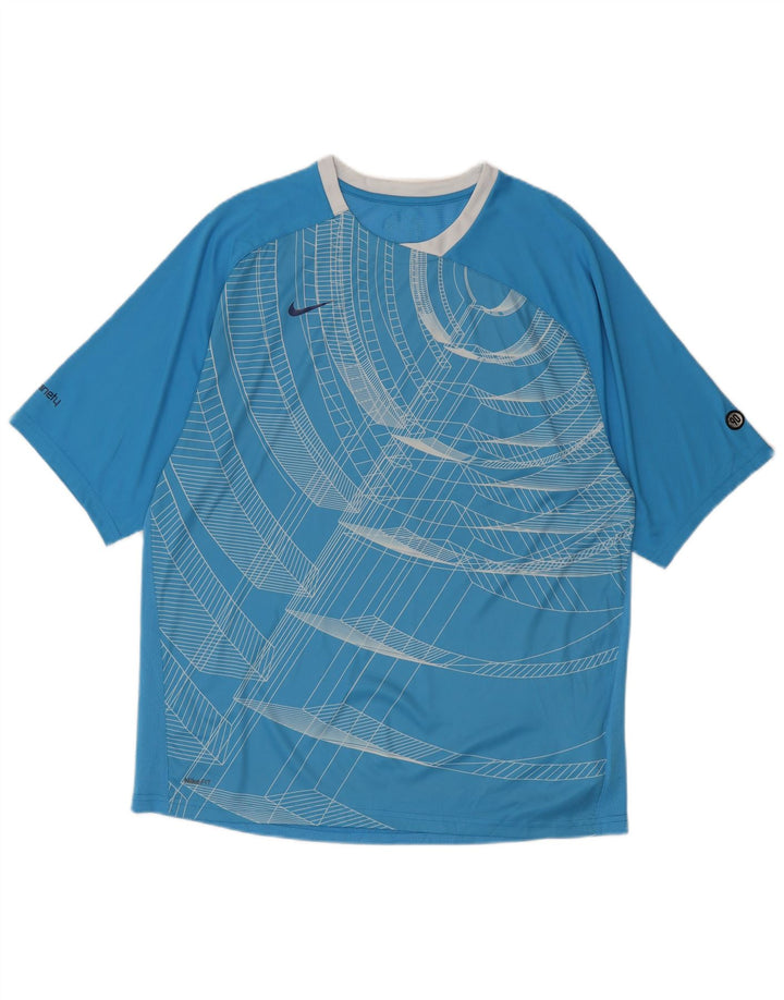Camiseta masculina Nike Top UK 42/44 grande poliéster geométrico azul
