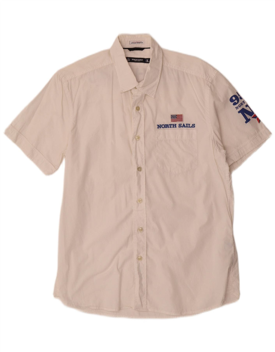 Camisa masculina estampada de manga curta North Sails grande algodão branco