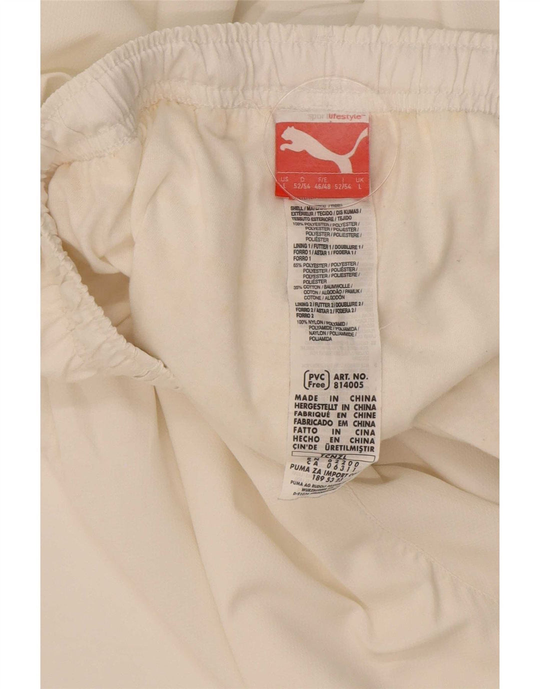 Calça de treino masculina Puma Joggers grande poliéster branco