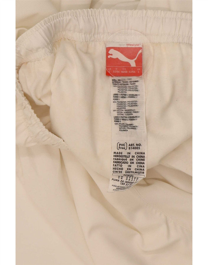Calça de treino masculina Puma Joggers grande poliéster branco