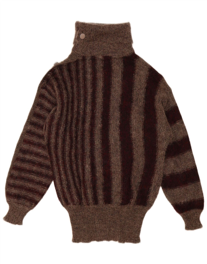 Suéter feminino vintage com gola redonda IT 44 listrado marrom médio