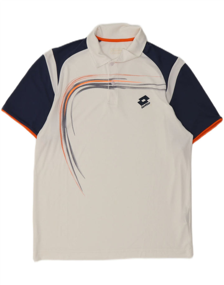 Camisa pólo gráfica masculina Lotto grande poliéster colorblock branco