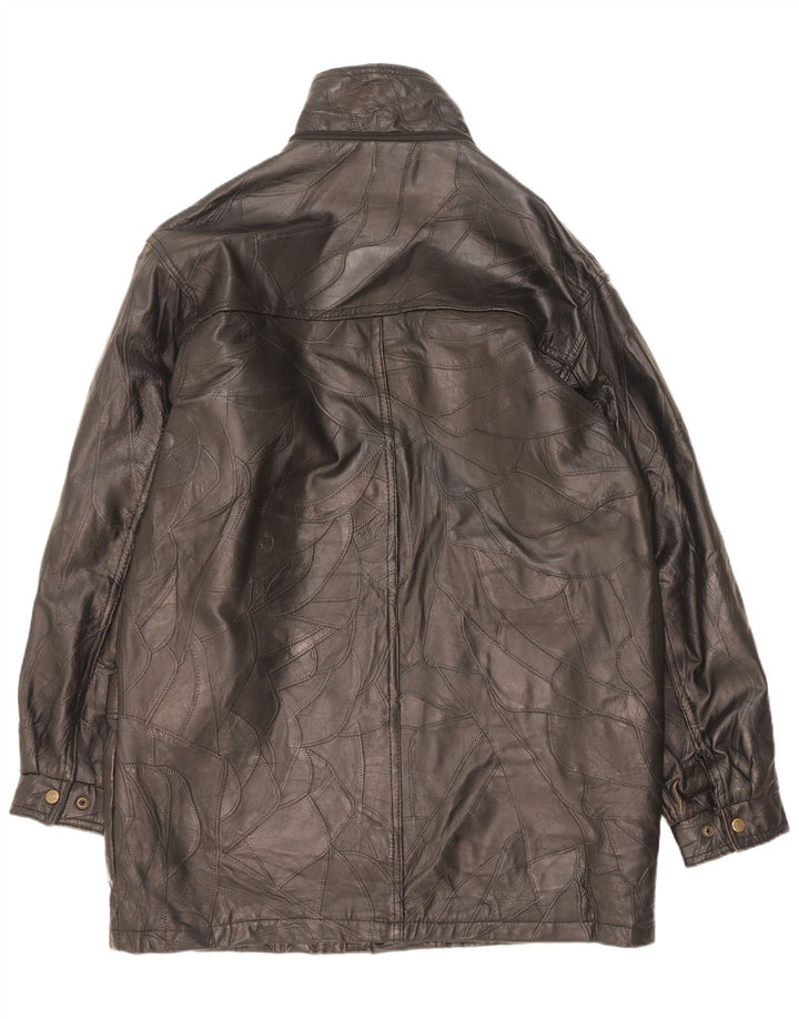 Casaco de couro masculino Alberto Bruni Reino Unido 40 grande couro preto patchwork