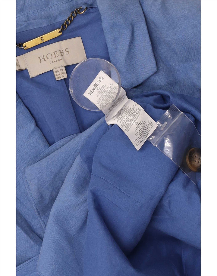 Jaqueta blazer feminina de 2 botões Hobbs Reino Unido 10 linho azul pequeno