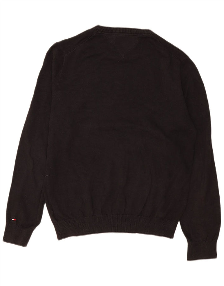 Tommy Hilfiger Suéter masculino com gola redonda e algodão cinza médio