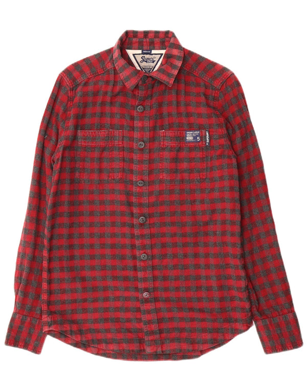 Camisa masculina Superdry de flanela média vermelha algodão guingão