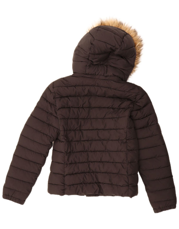 Jaqueta acolchoada com capuz feminina Superdry UK 10 pequena nylon preta