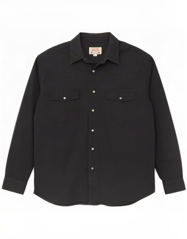 Camisa masculina vintage grande algodão preto
