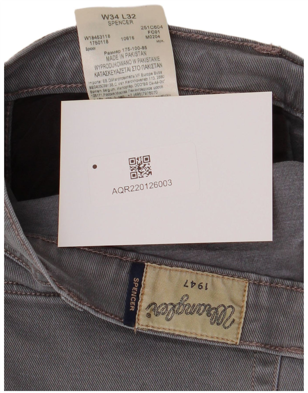 Wrangler Masculino Spencer Straight Jeans W34 L32 Algodão Cinza