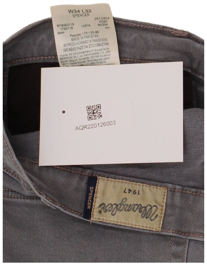 Wrangler Masculino Spencer Straight Jeans W34 L32 Algodão Cinza