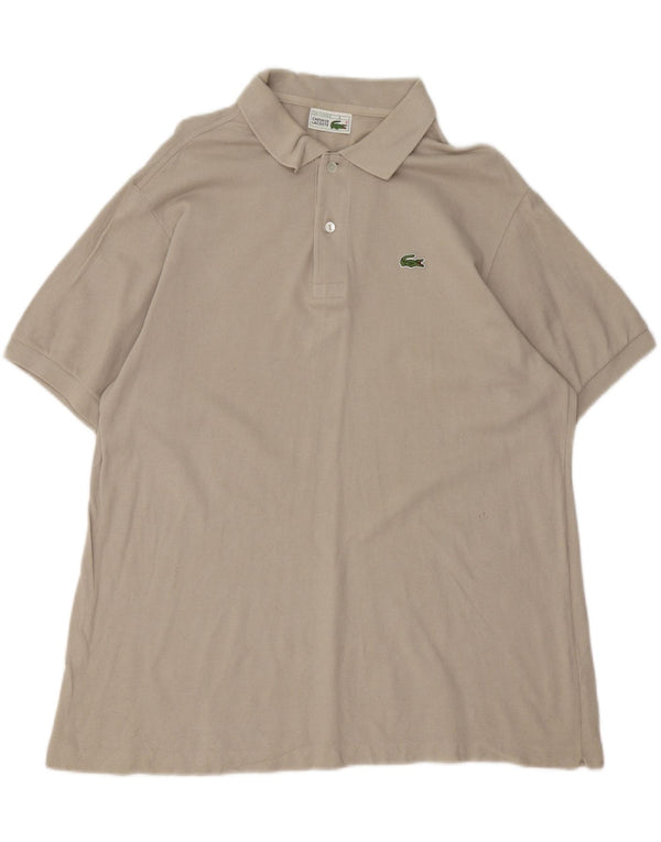 Camisa polo masculina Lacoste tamanho 6 XL algodão bege