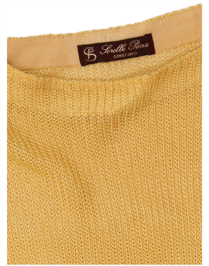 Suéter vintage feminino com gola canoa UK 8 pequeno multicolorido