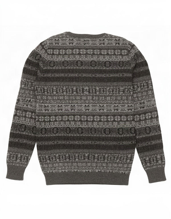 Suéter masculino Marlboro Classics com gola redonda 2XL cinza Fair Isle Wool