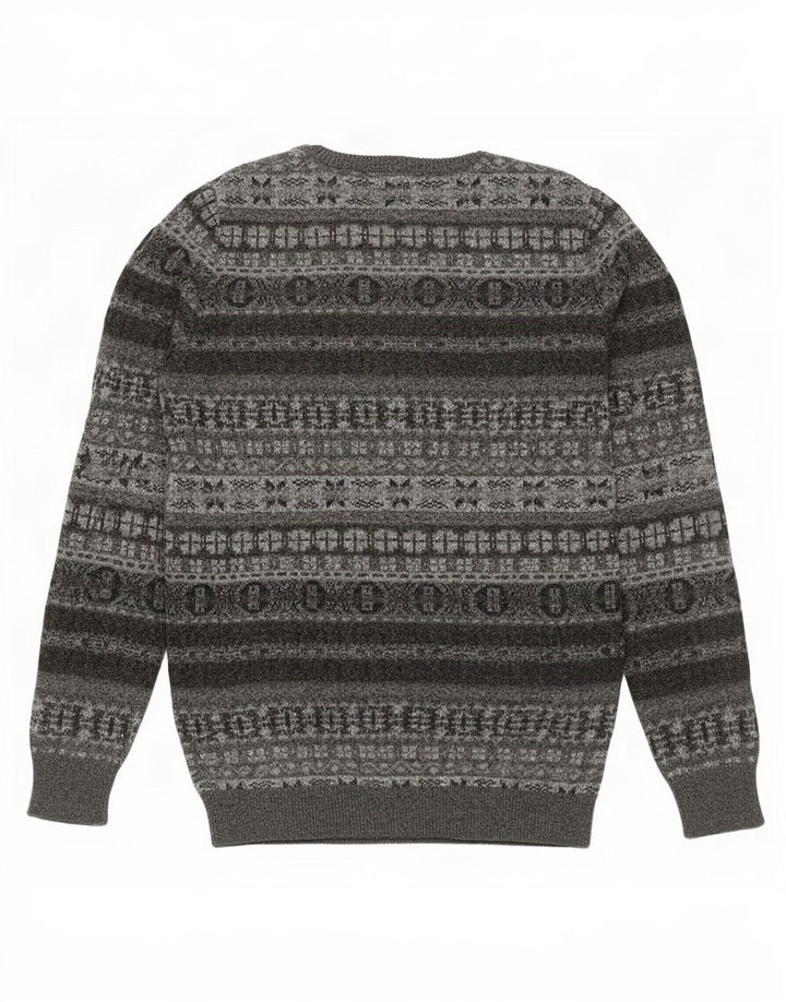 Suéter masculino Marlboro Classics com gola redonda 2XL cinza Fair Isle Wool