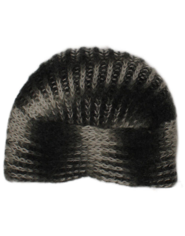 Chapéu turbante de malha vintage feminino tamanho único listrado cáqui