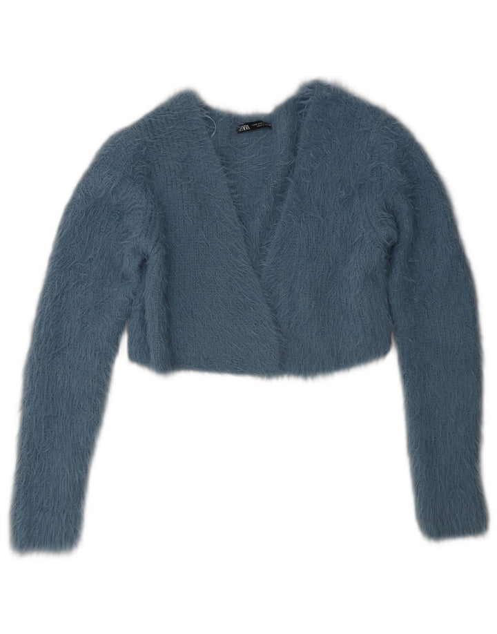 Bolero Jumper feminino Zara UK 10 pequeno azul