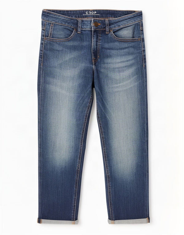 Calça jeans feminina Marks & Spencer UK 10 pequena W30 L29 algodão azul