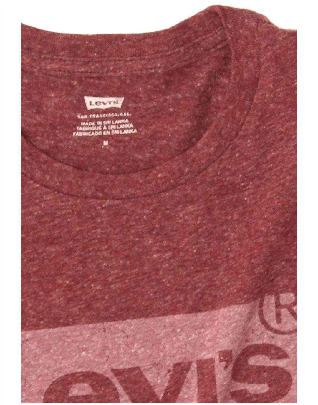 Camiseta gráfica masculina Levi's Top médio Borgonha manchado