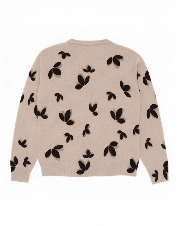 Suéter feminino Marks & Spencer com gola redonda Reino Unido 14 grande cinza floral