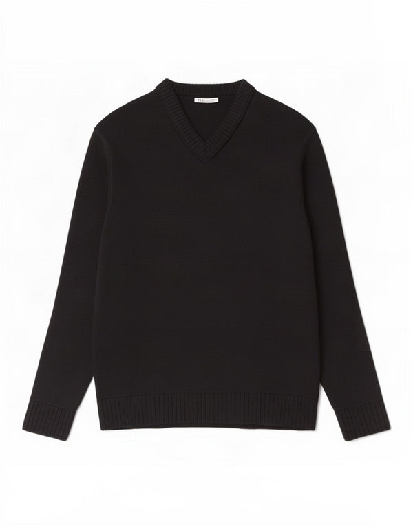 Suéter masculino Zara com decote em V grande acrílico preto
