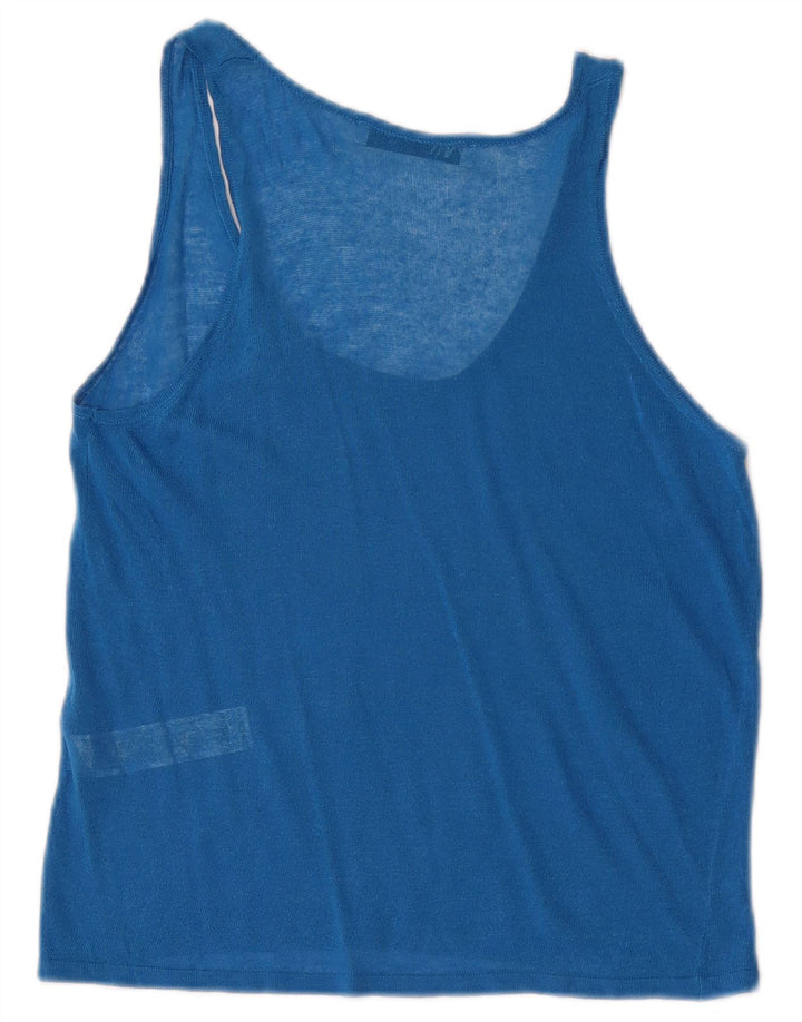 Zara Womens Crop Vest Top UK 8 Pequeno Azul Acrílico