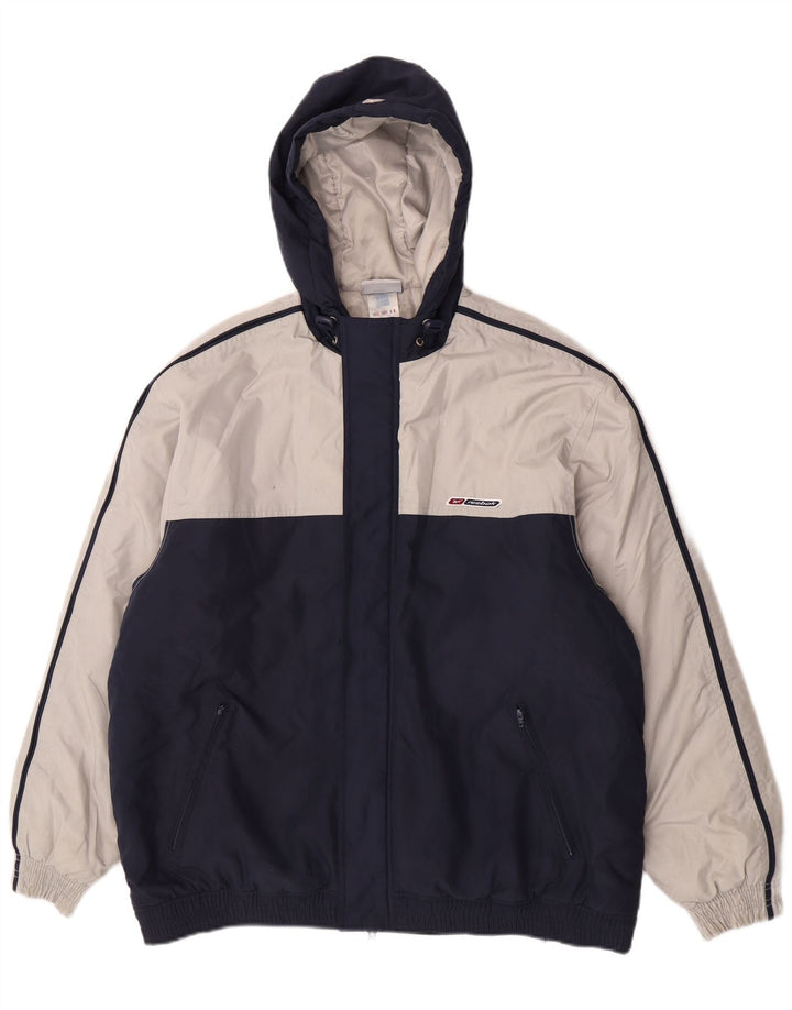 Reebok Mens Hooded Bomber Jacket UK 38 Médio Azul Marinho Colourblock